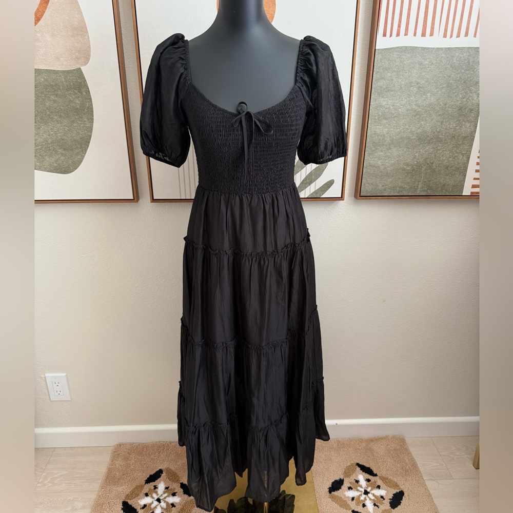 Wayf Black Tiered Maxi Dress